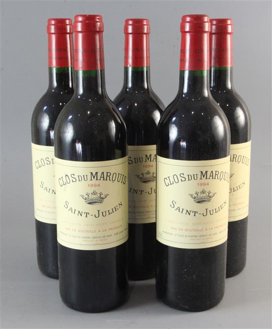 Five bottles of Clos Du Marquis, St. Julien, 1994
